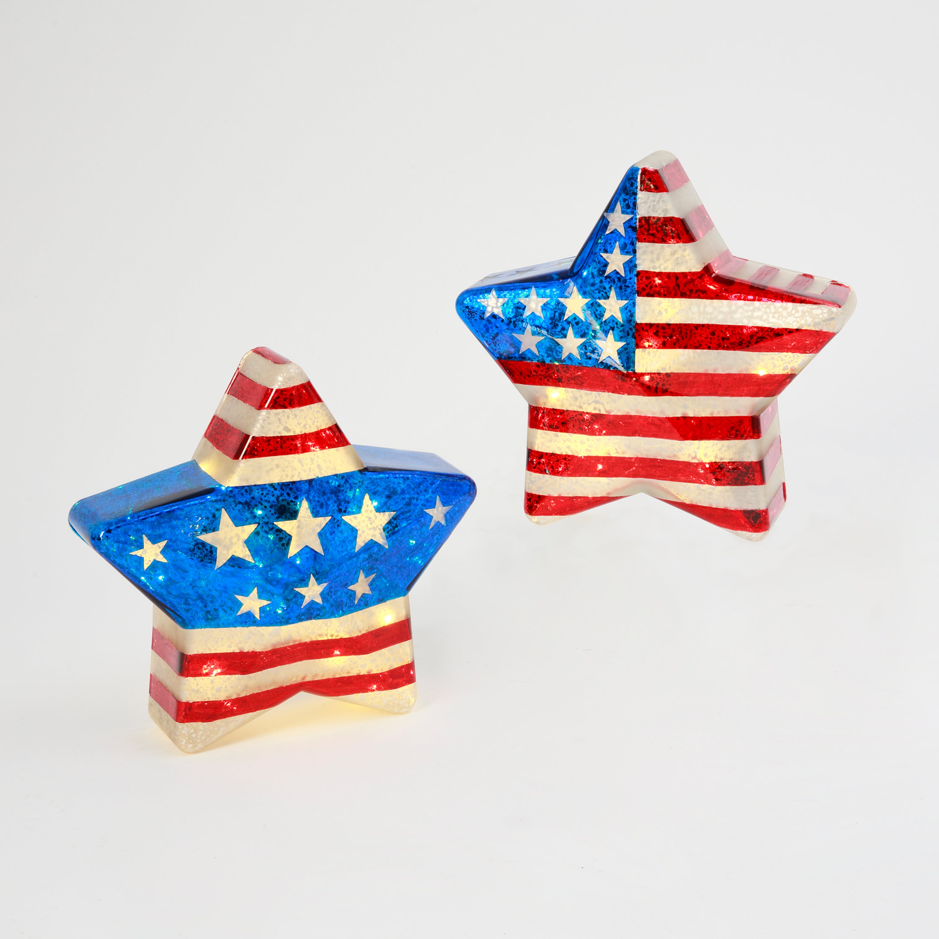 10.6 Illuminating Glass Americana Star, set of 2
